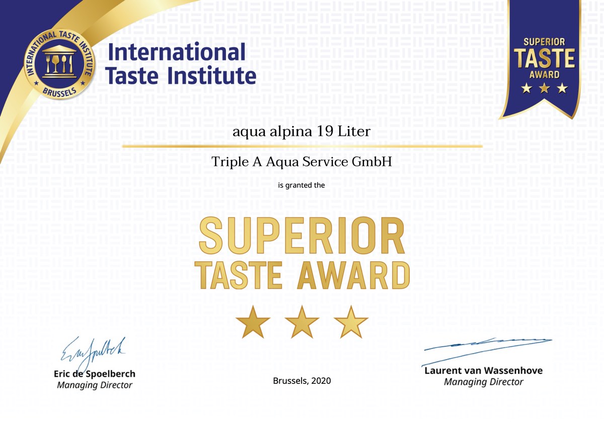 Superrior Taste Award 2020 Aqua Alpina