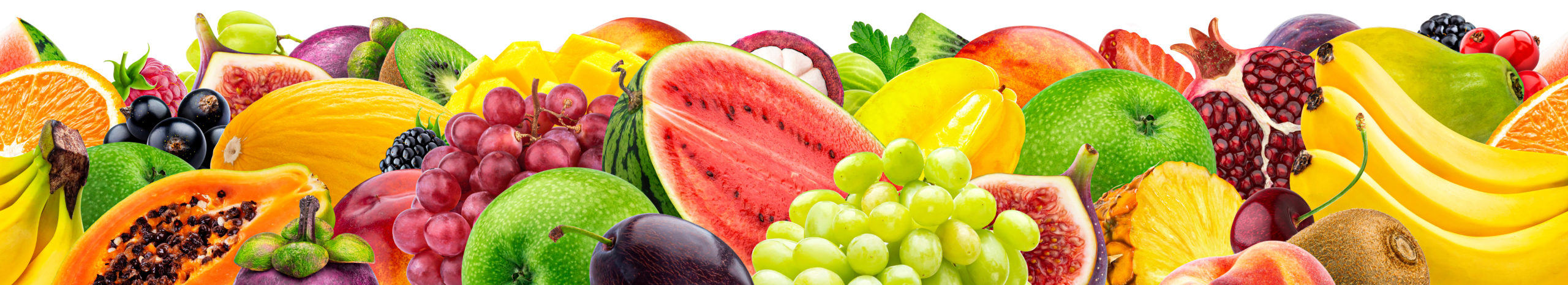 Border Made Of Fresh Fruits And Berries, Seamless Pattern