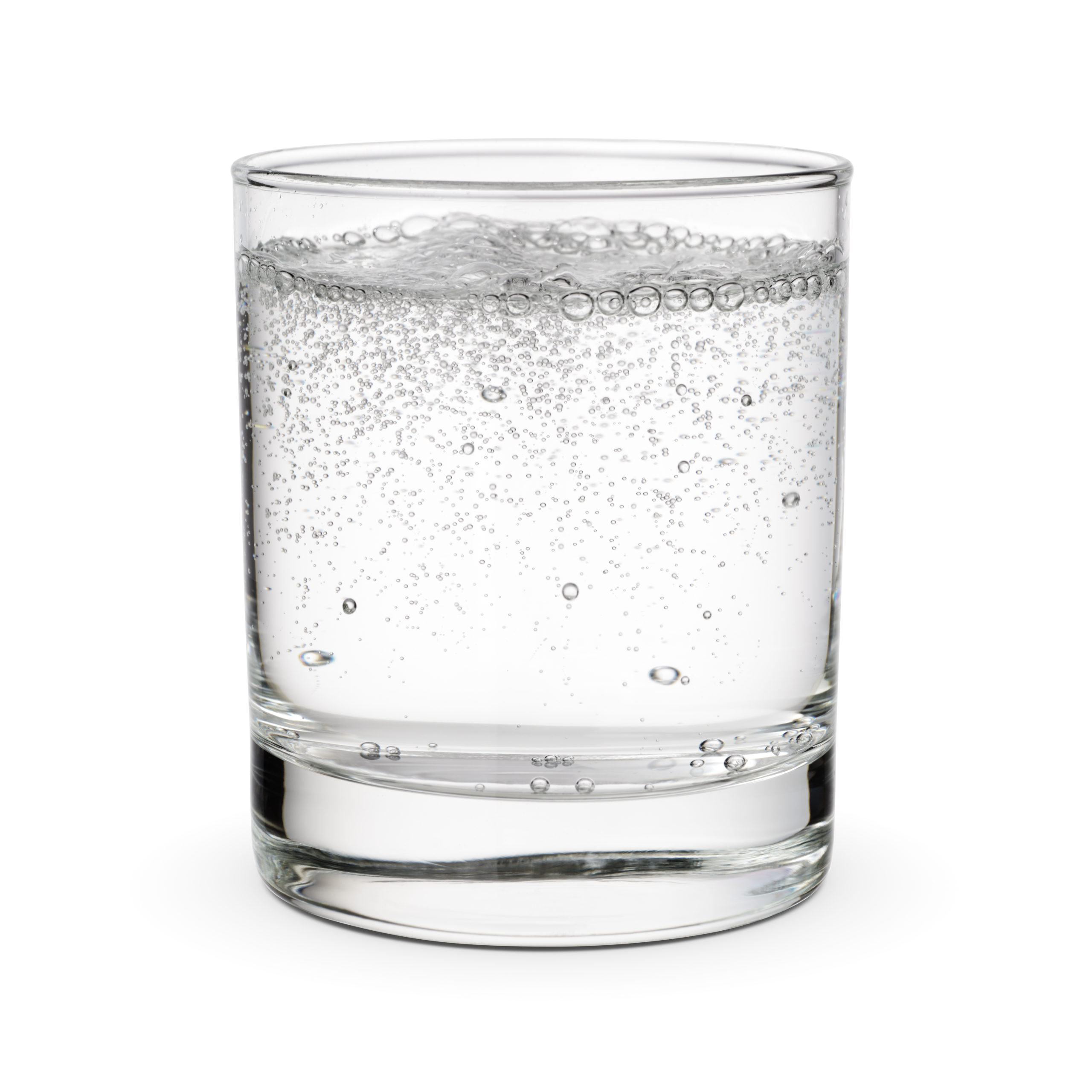Glass Of Sparkling Water Isolated White. sodawasser glas