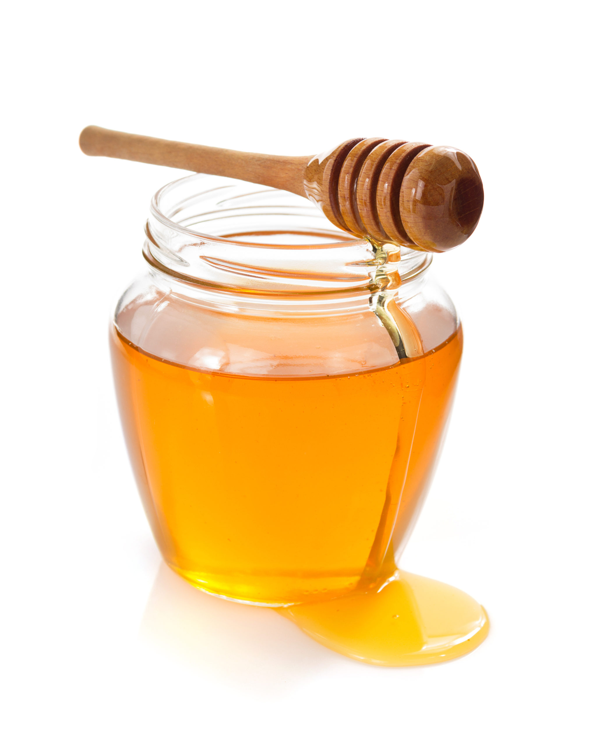 Glass,Jar,Full,Of,Honey,And,Dipper,Isolated,On,White honig im glas